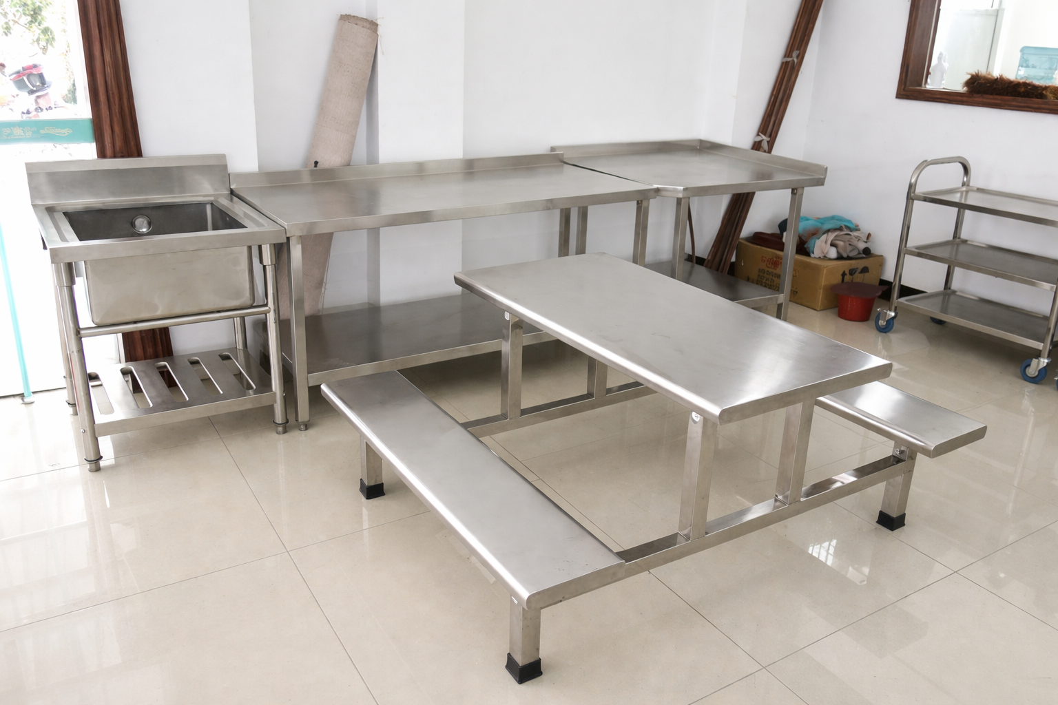 Engineers performing precision steel fabrication work at SN Steel Furniture Aligarh